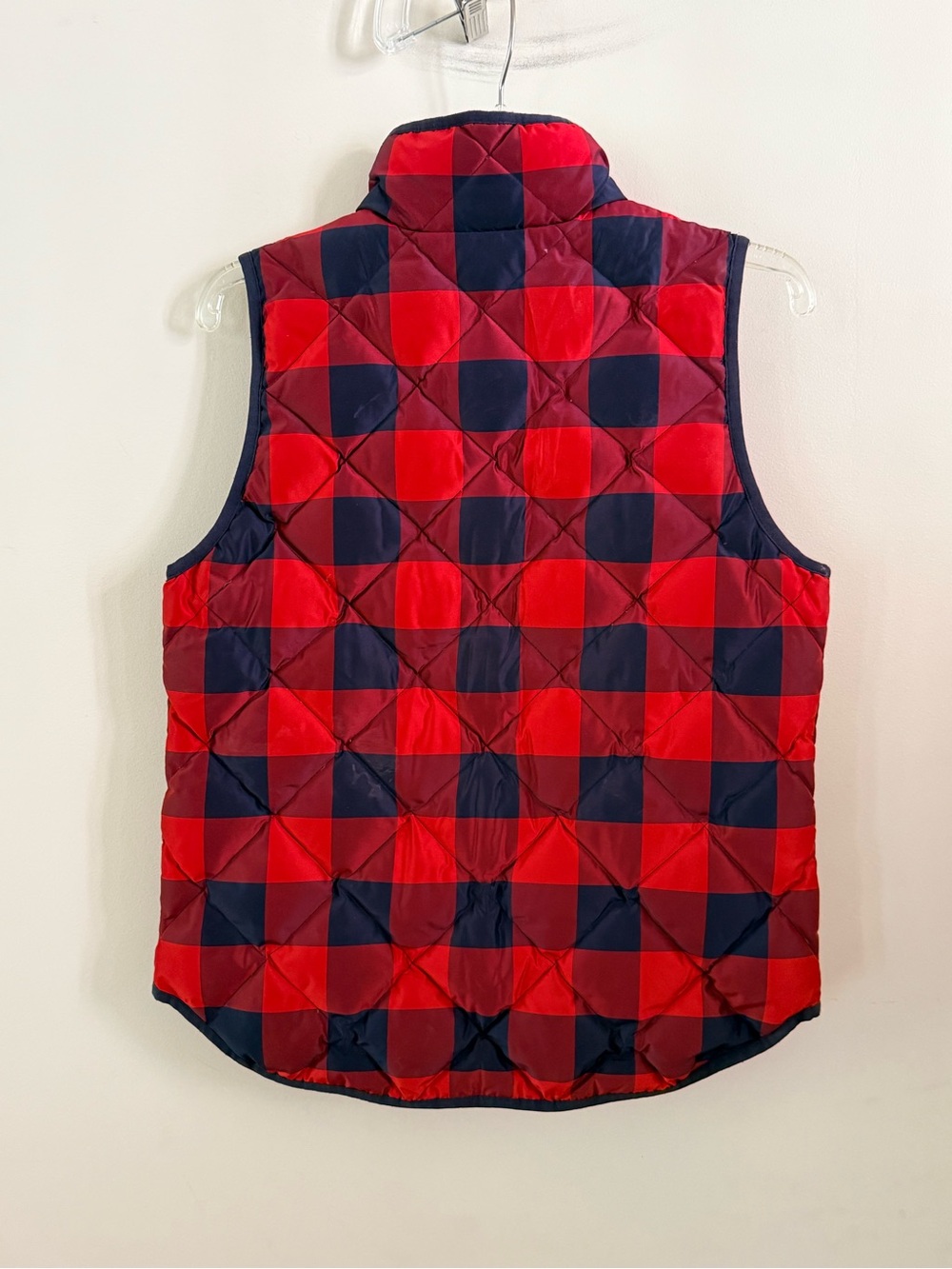J Crew Blue Red Plaid Zip Down Vest S Pockets - Picture 6 of 8